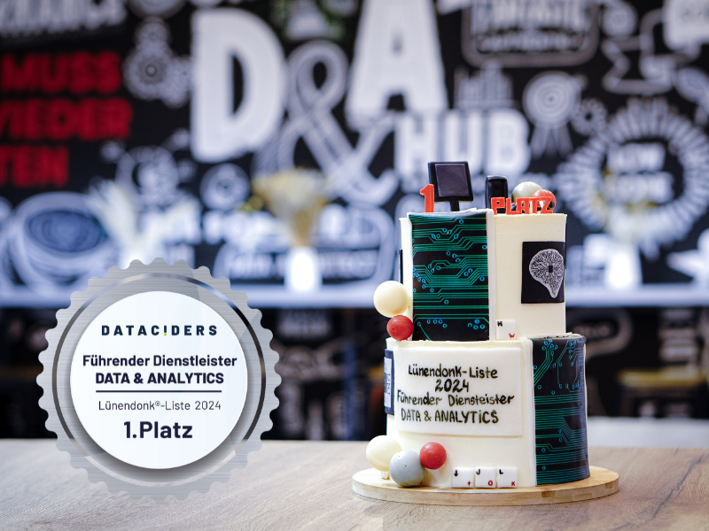 Torte zur Feier - Dataciders führender Dienstleister Data & Analytics laut Lünendonk-Liste 2024.