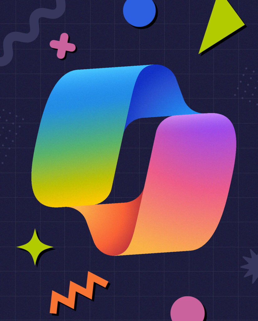 Microsoft Copilot Logo vor einem blauen Hintergrund