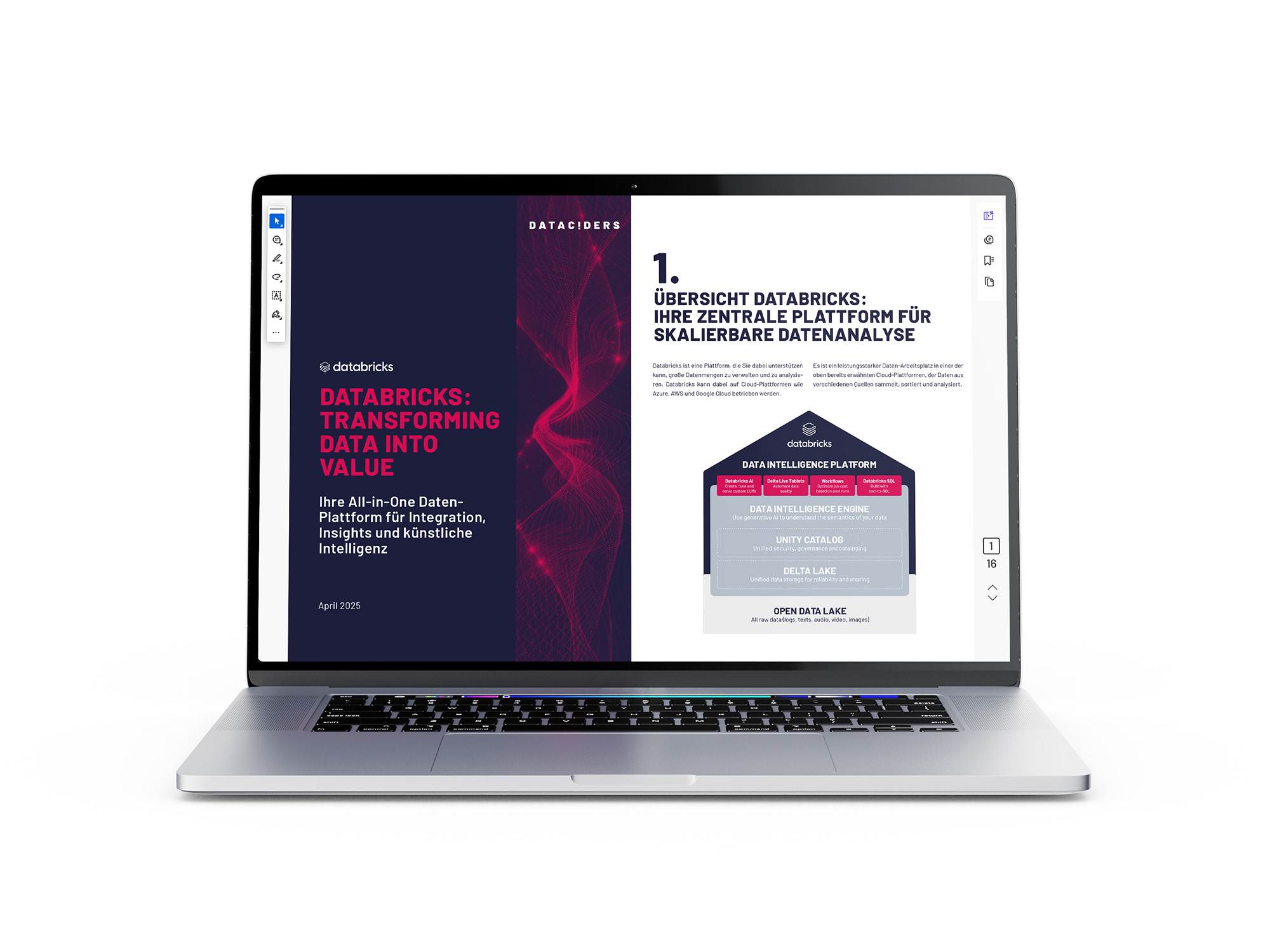 Mock-up des Dataciders Whitepapers zur Datenplattform für Datenanalyse Databricks