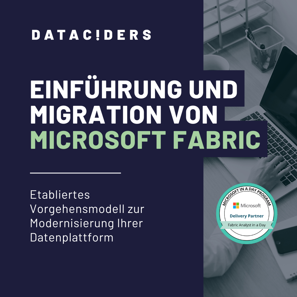 Produktbild mit der Aufschrift "Einführung und Migration von Microsoft Fabric"