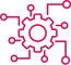 Icon eines Zahnrades und miteinander verbundenen Datenpunkten